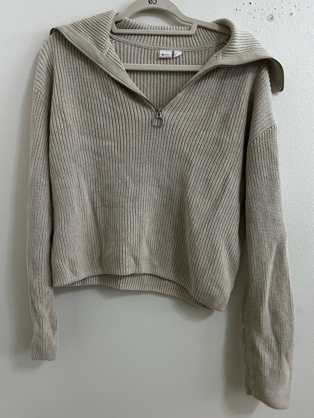 GAP fold over collar quarter zip knit sweater